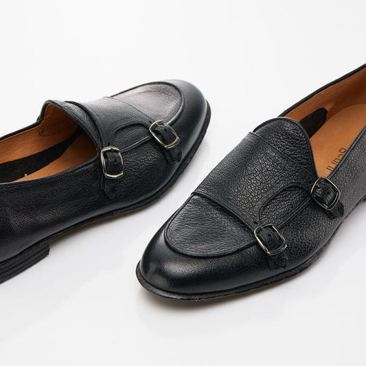 Mocassino doppiafibbia nero Made in Italy -02FENE