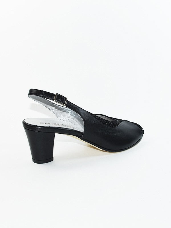 SANDALO COMFORT IN NAPPA E CAMOSCIO NERO.MADE IN ITALT