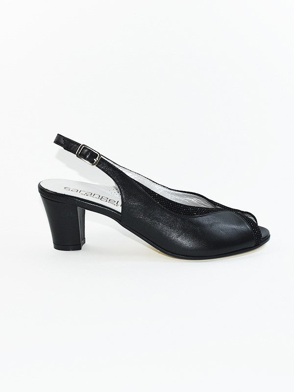 SANDALO COMFORT IN NAPPA E CAMOSCIO NERO.MADE IN ITALT