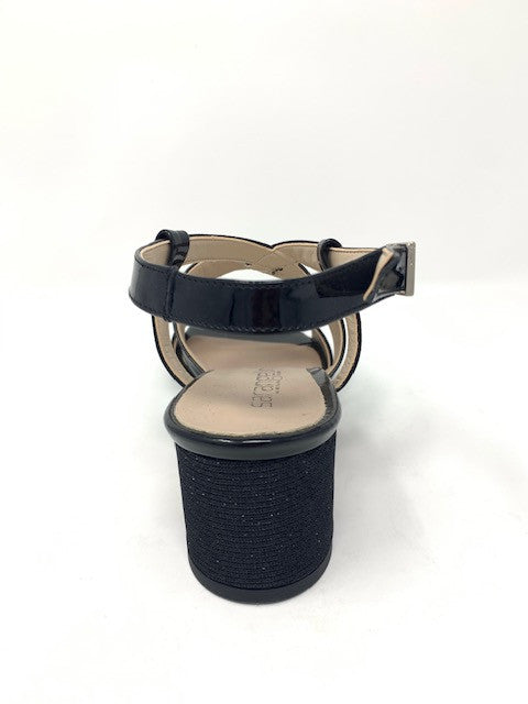 Sandalo tacco 5 cm vernice/tessuto