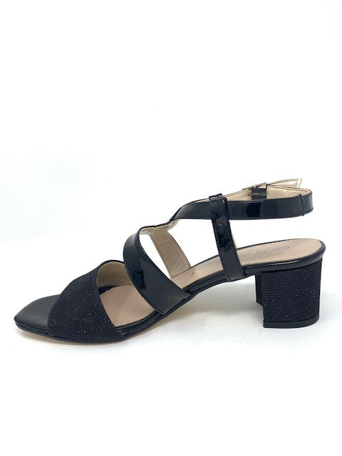 Sandalo tacco 5 cm vernice/tessuto