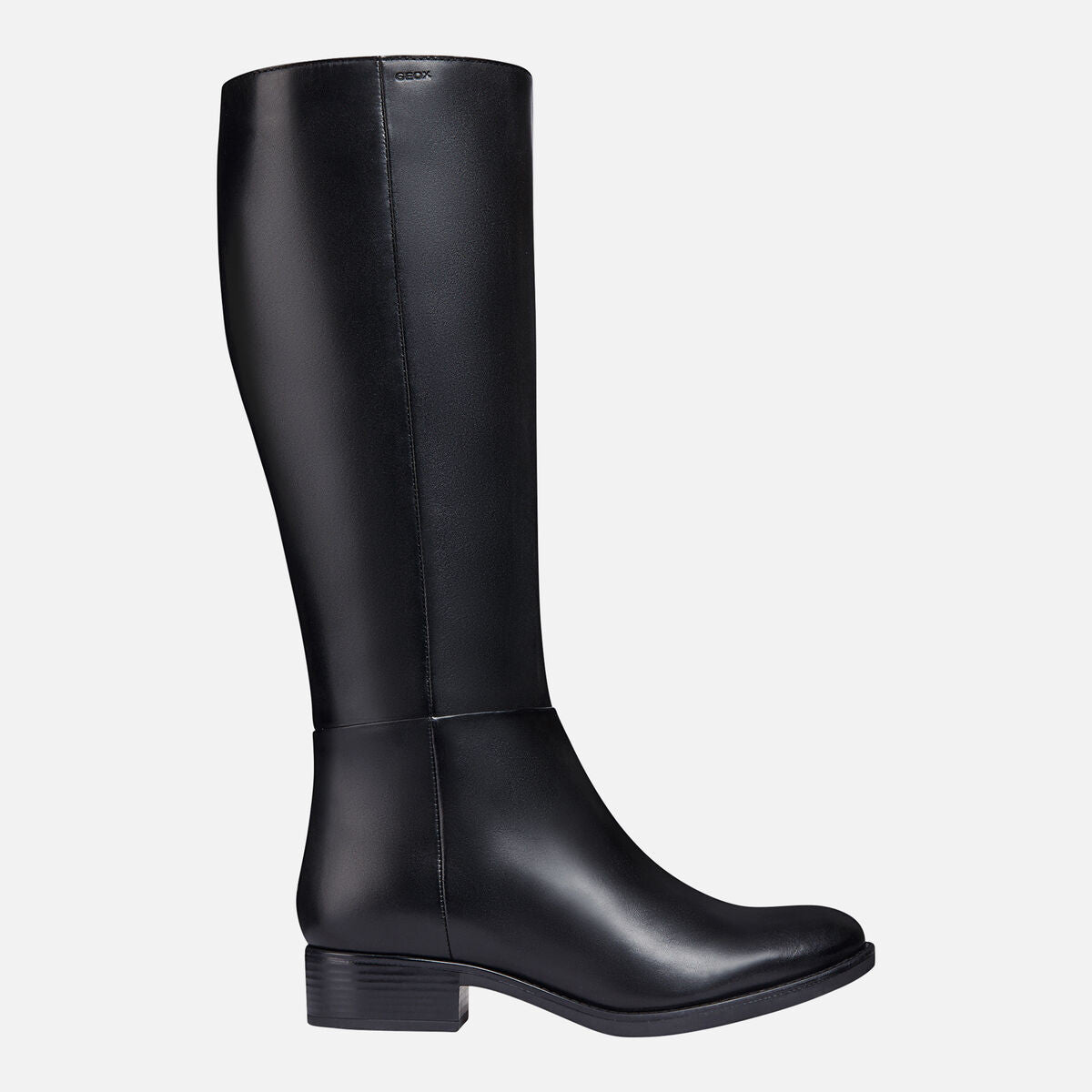 Stivali cavallerizzi in vitello nero con tacco basso e cerniera