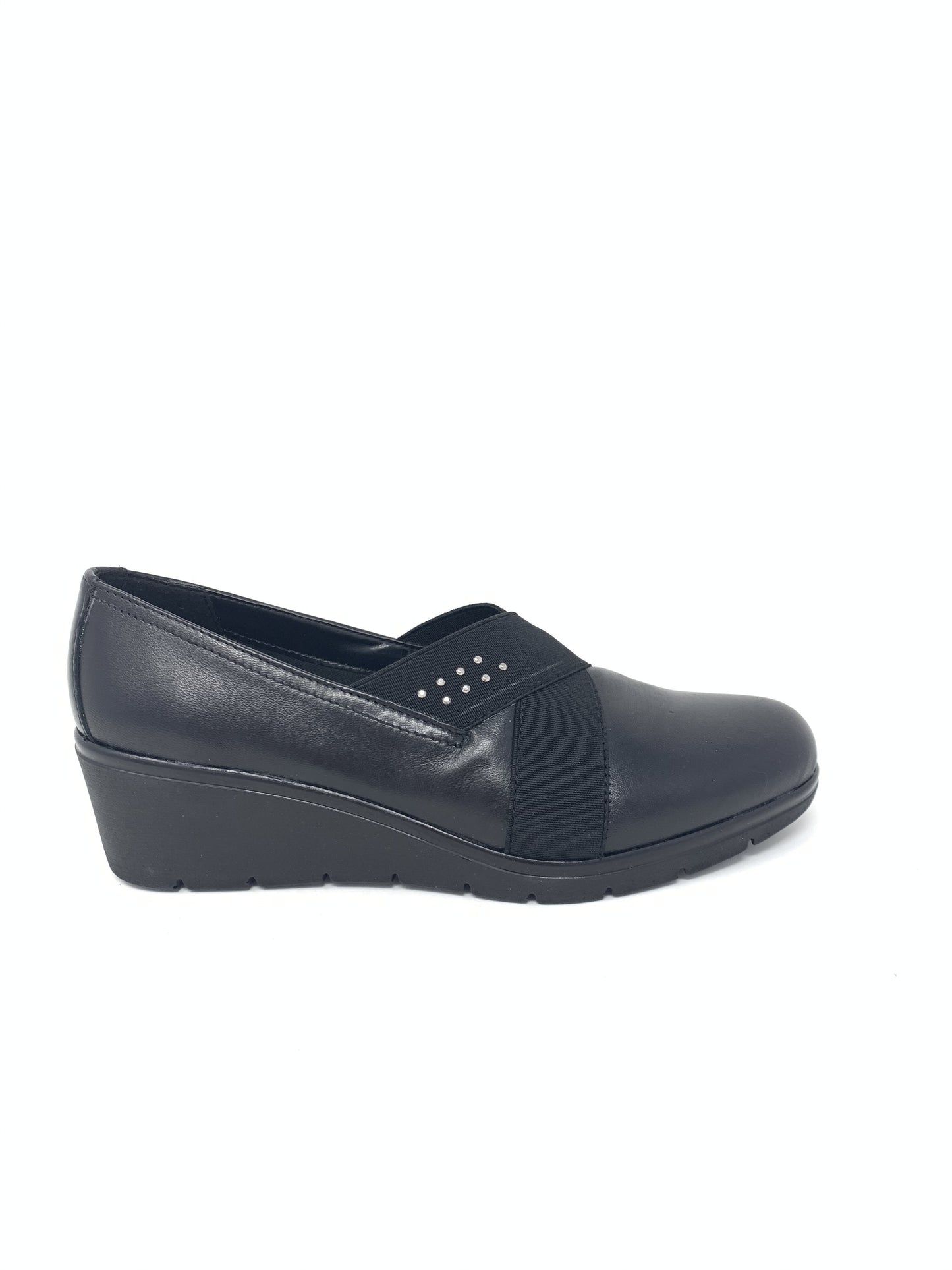 Scarpa su zeppa pelle nero
