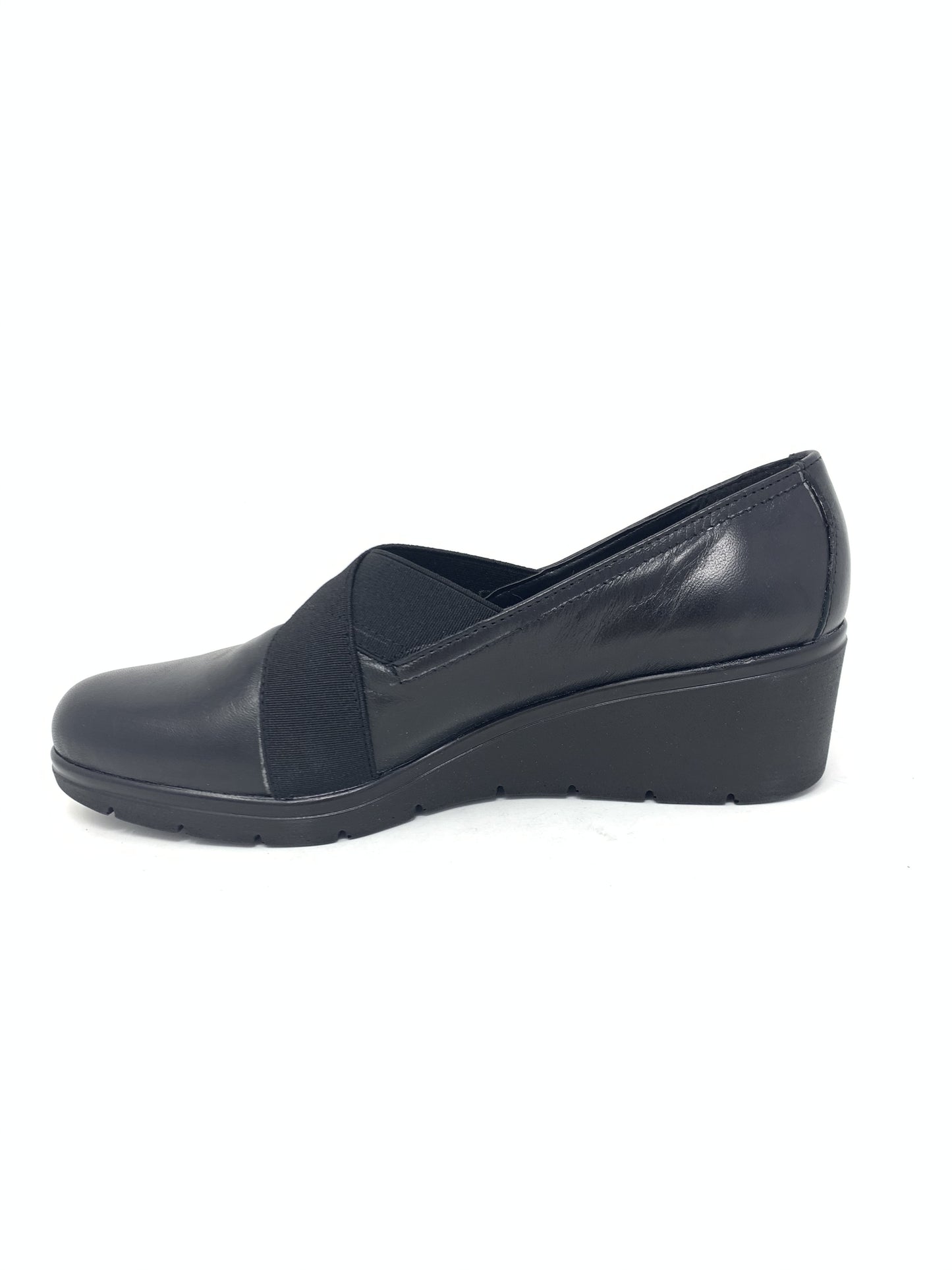 Scarpa su zeppa pelle nero