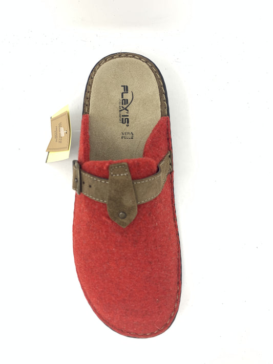 Ciabatta lana cotta con fibbia rossa