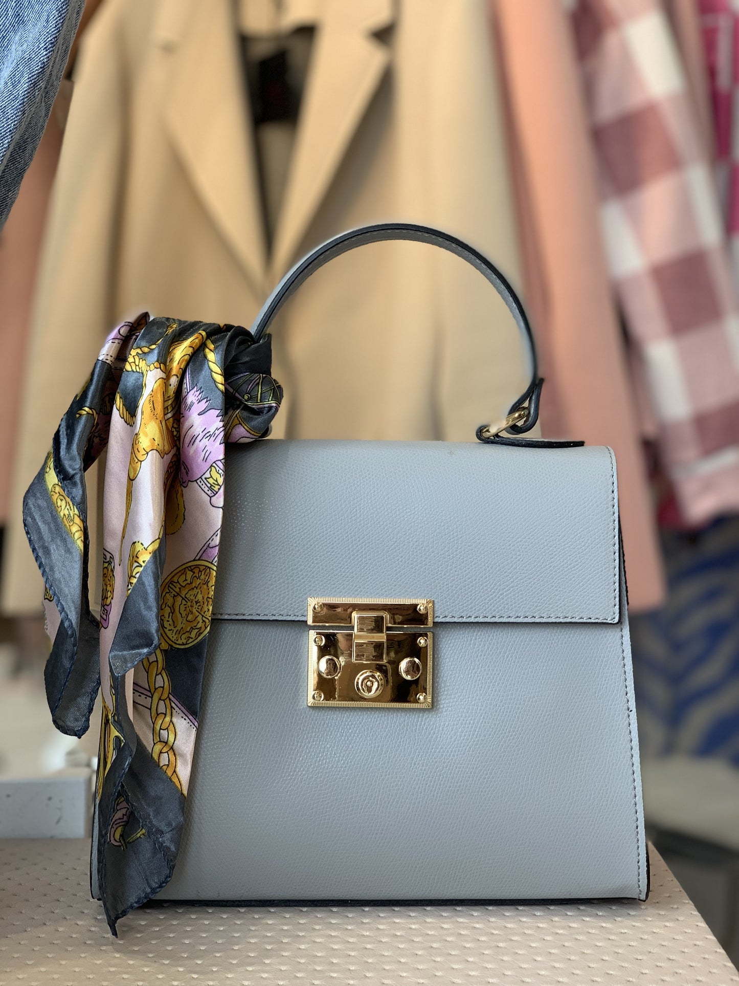 Borsa foulard celeste