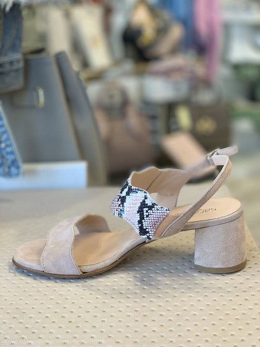 Sandalo fascia onde cipria stampa snake