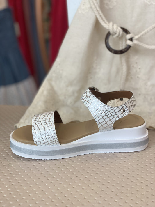 Sandalo platform stampa cocco