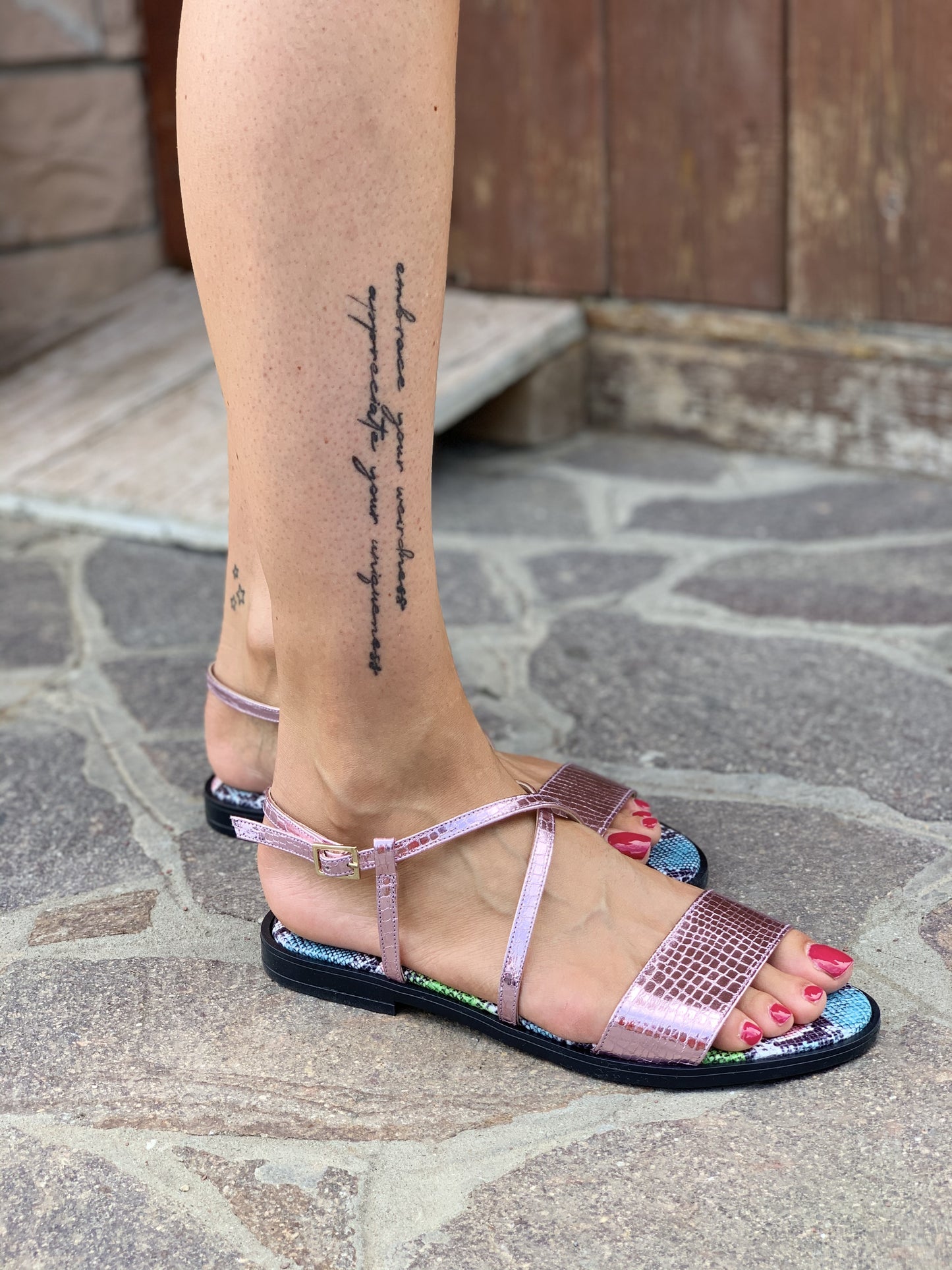 Sandalo basso cracklè -PM1001R