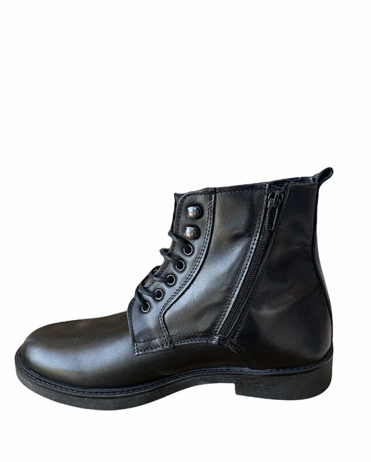 Anfibio con zip in pelle nero