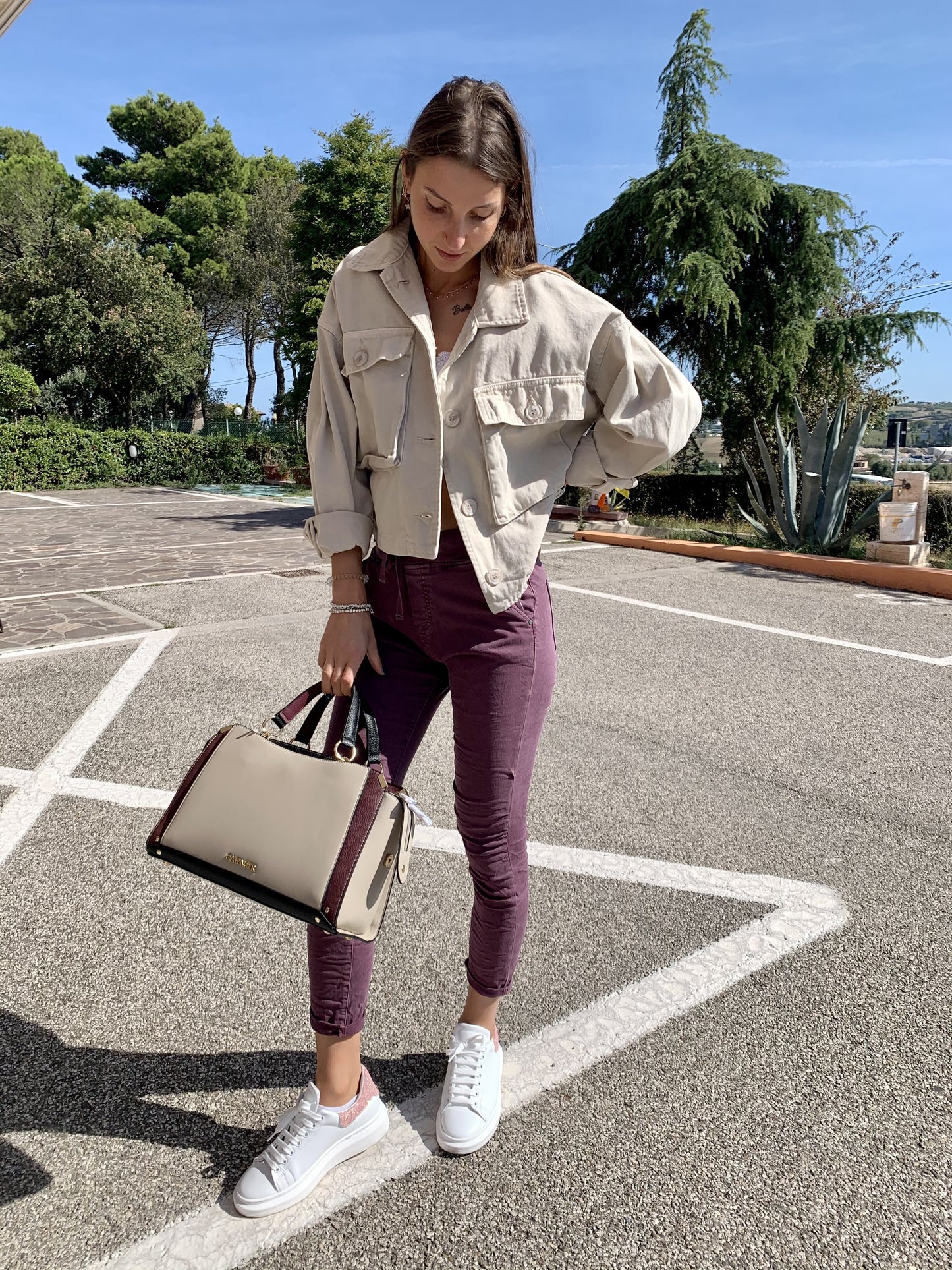 Pantalone coulisse vino