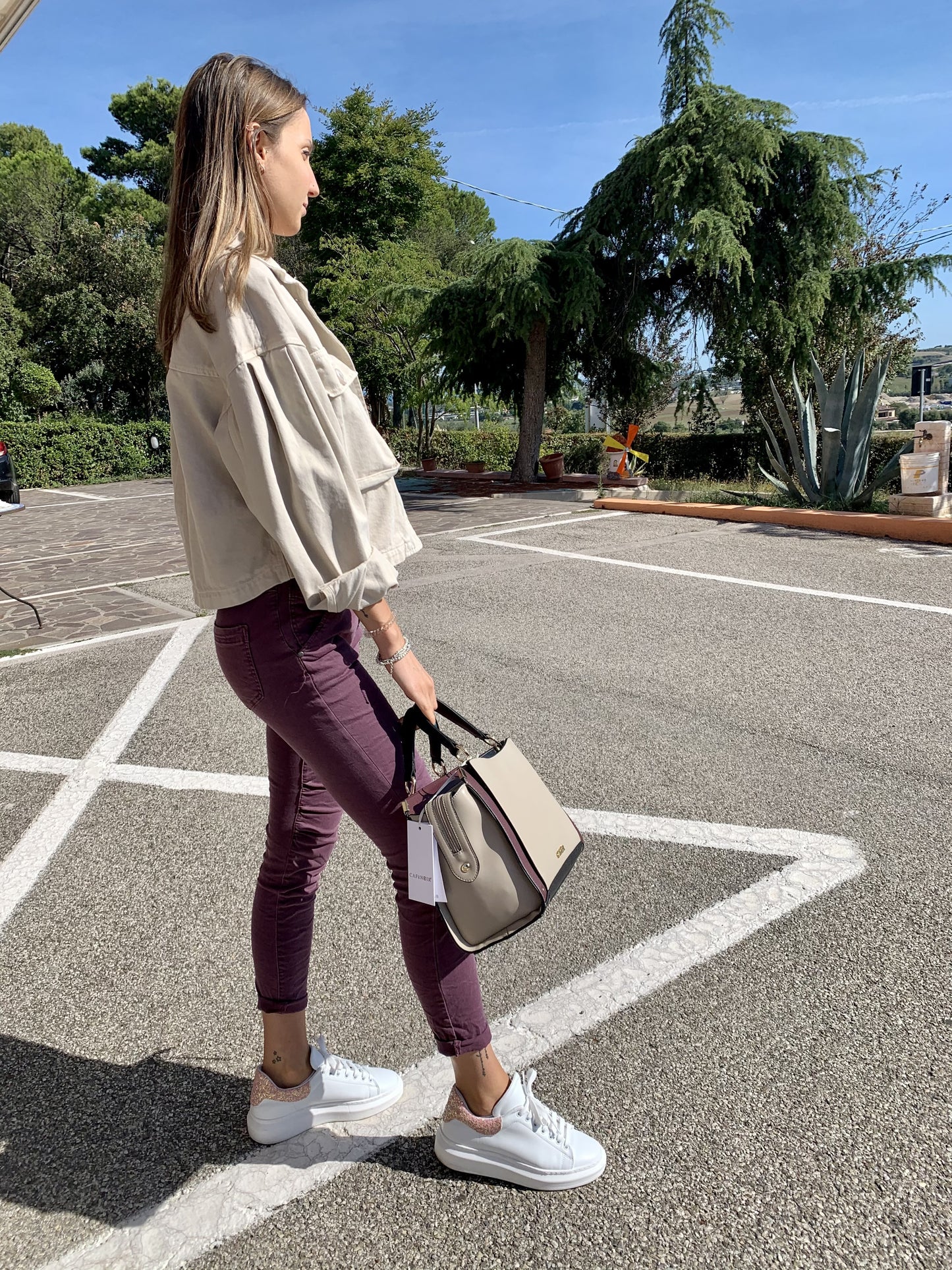 Pantalone coulisse vino
