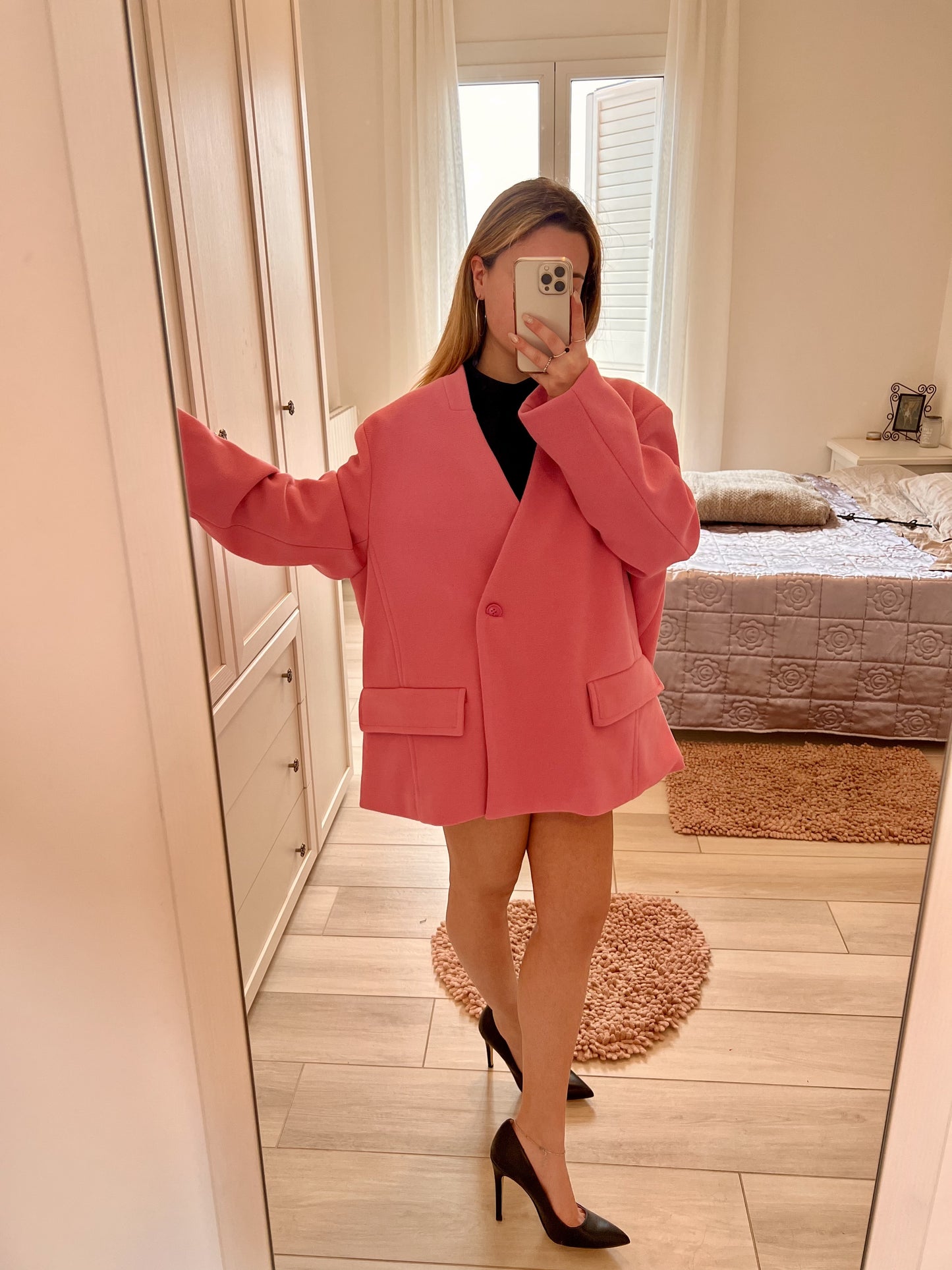 Cappottino blazer oversize fucsia