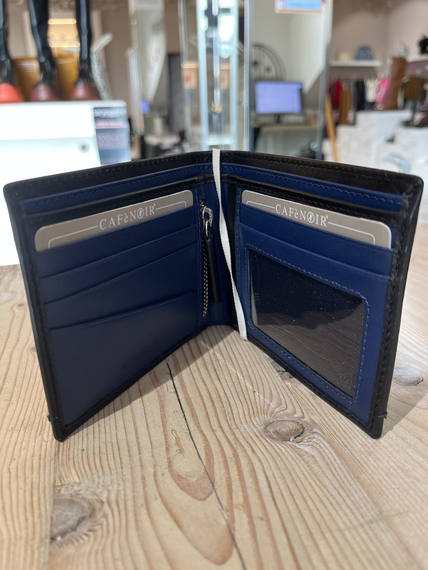 Portafoglio uomo Cafènoir con bordino colorato nero/blu