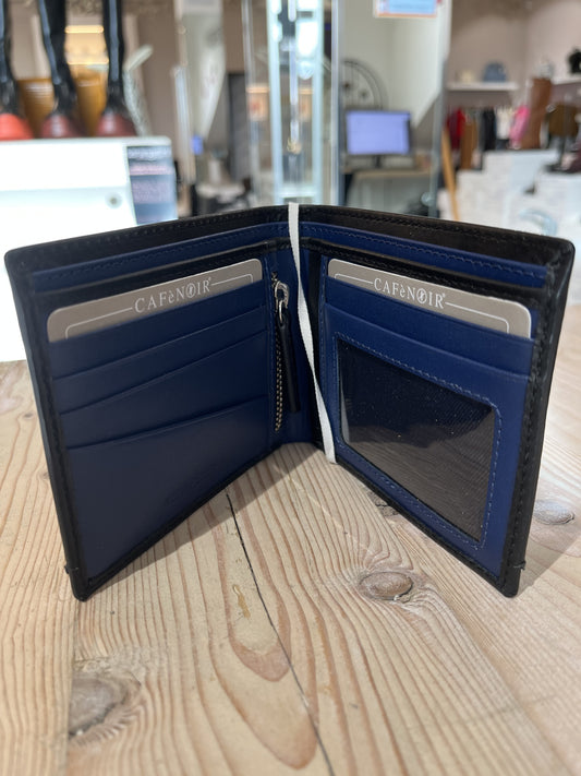 Portafoglio uomo Cafènoir con bordino colorato nero/blu