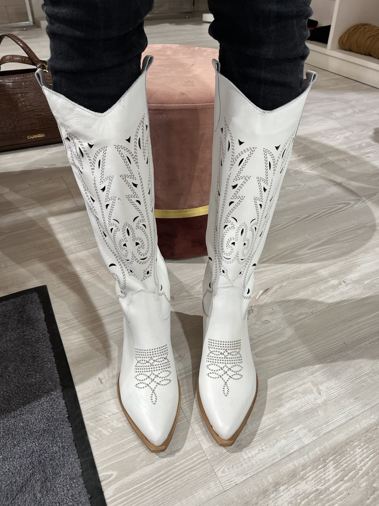 Texano laserato in vitello bianco -TEX926