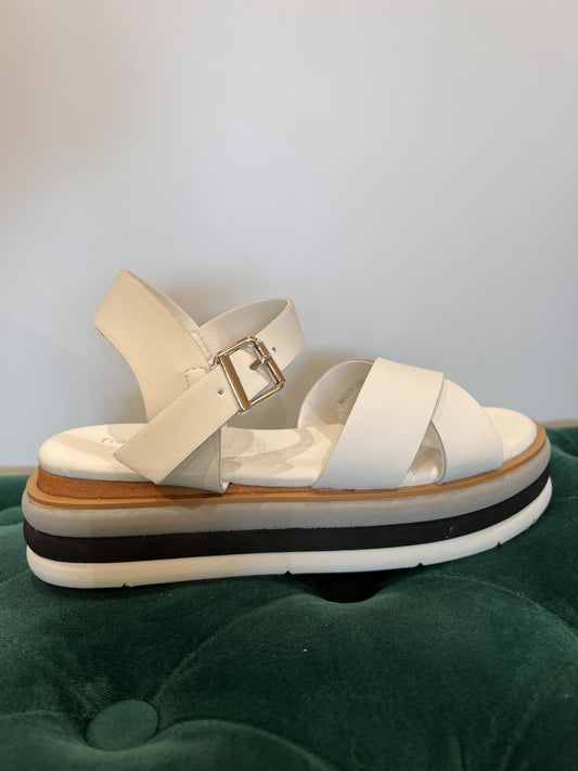 Sandalo platform pelle bianco