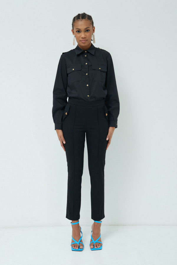 Pantalone safari gabardina nero