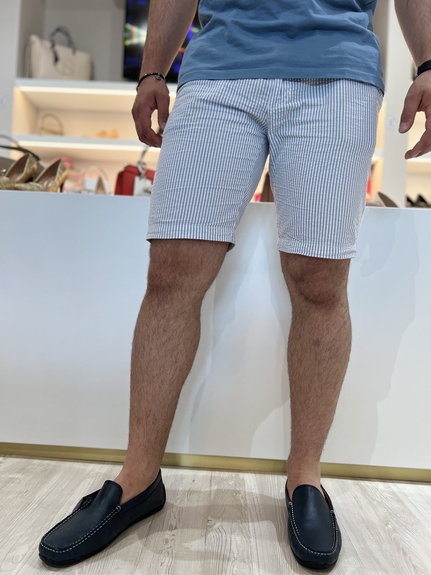 Mocassino sportivo impunture pelle blu