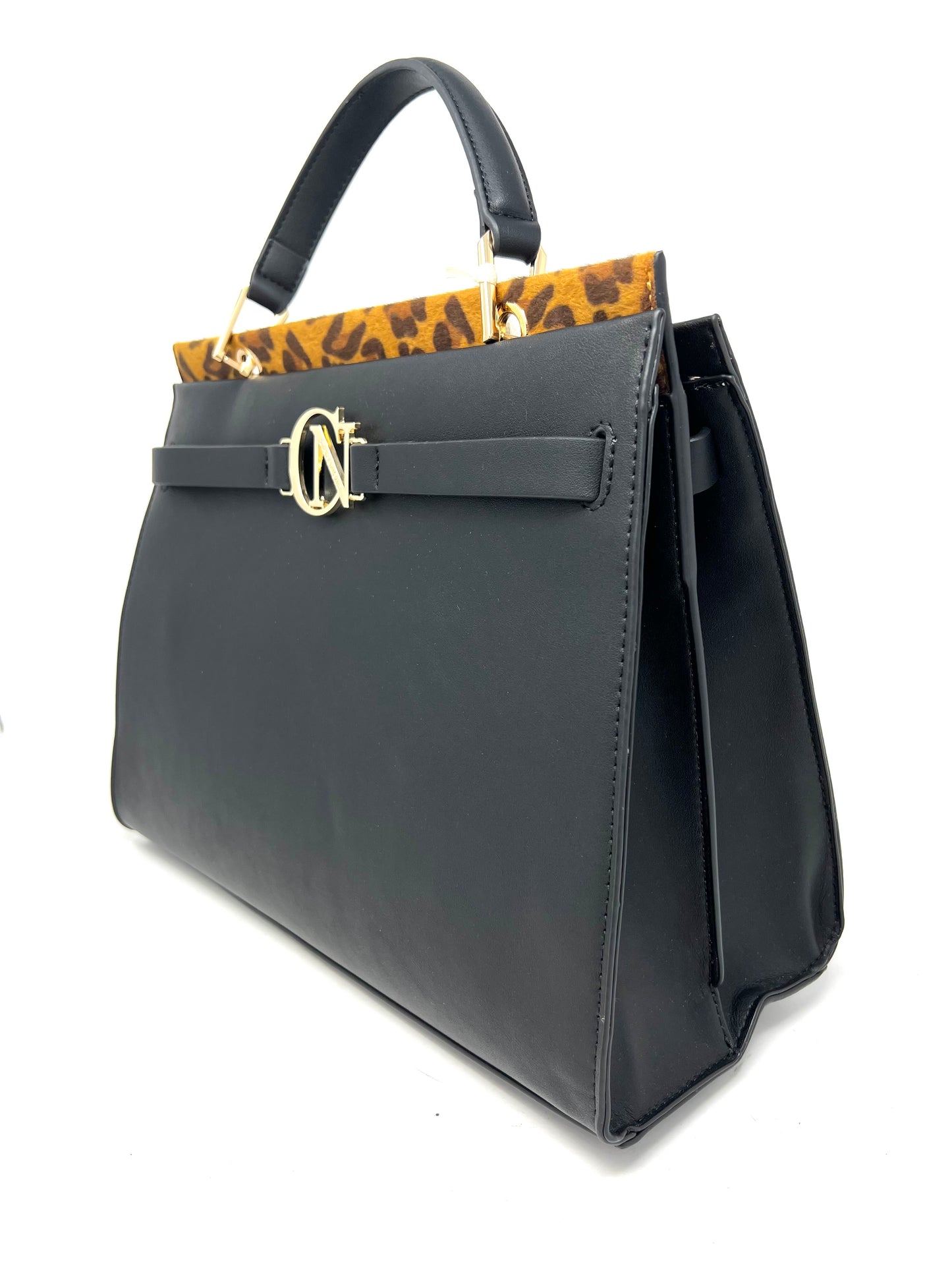 Bauletto nero inserto maculato - ZA0301