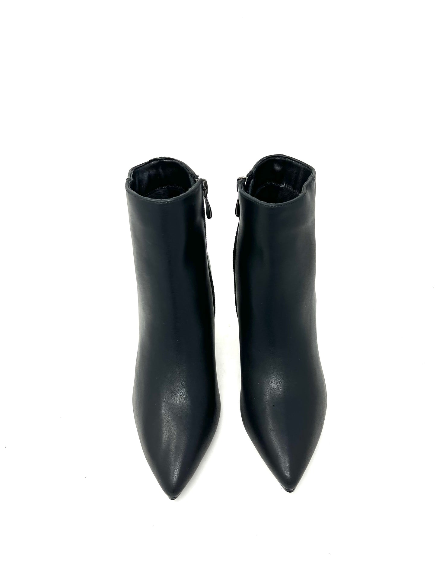 Tronchetto in pelle nero tacco coda - A0806NE