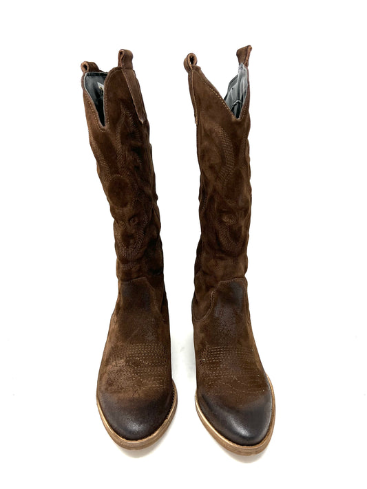 Texano 3/4 gambale ricamato cacao - MECNATM