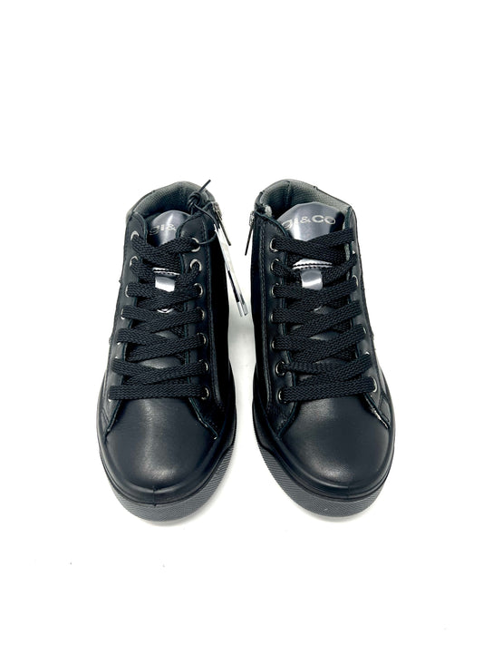 Sneakers in pelle nere inserto glitter - 26711