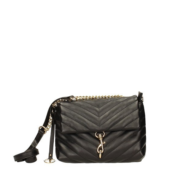 Pochette nera con tracolla e fibbia dorata -E3198