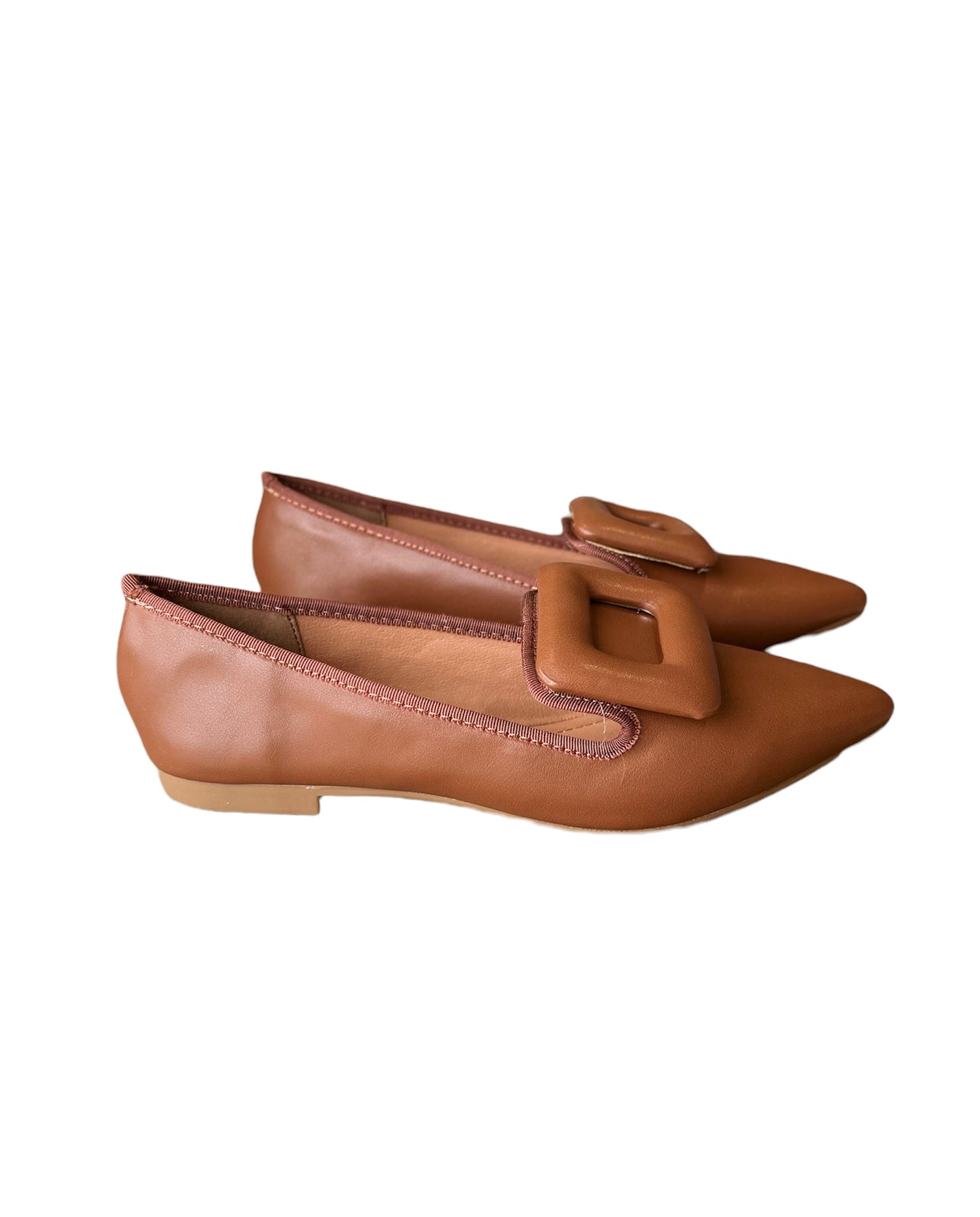 Mocassino accessorio in pelle marrone - A0310CM