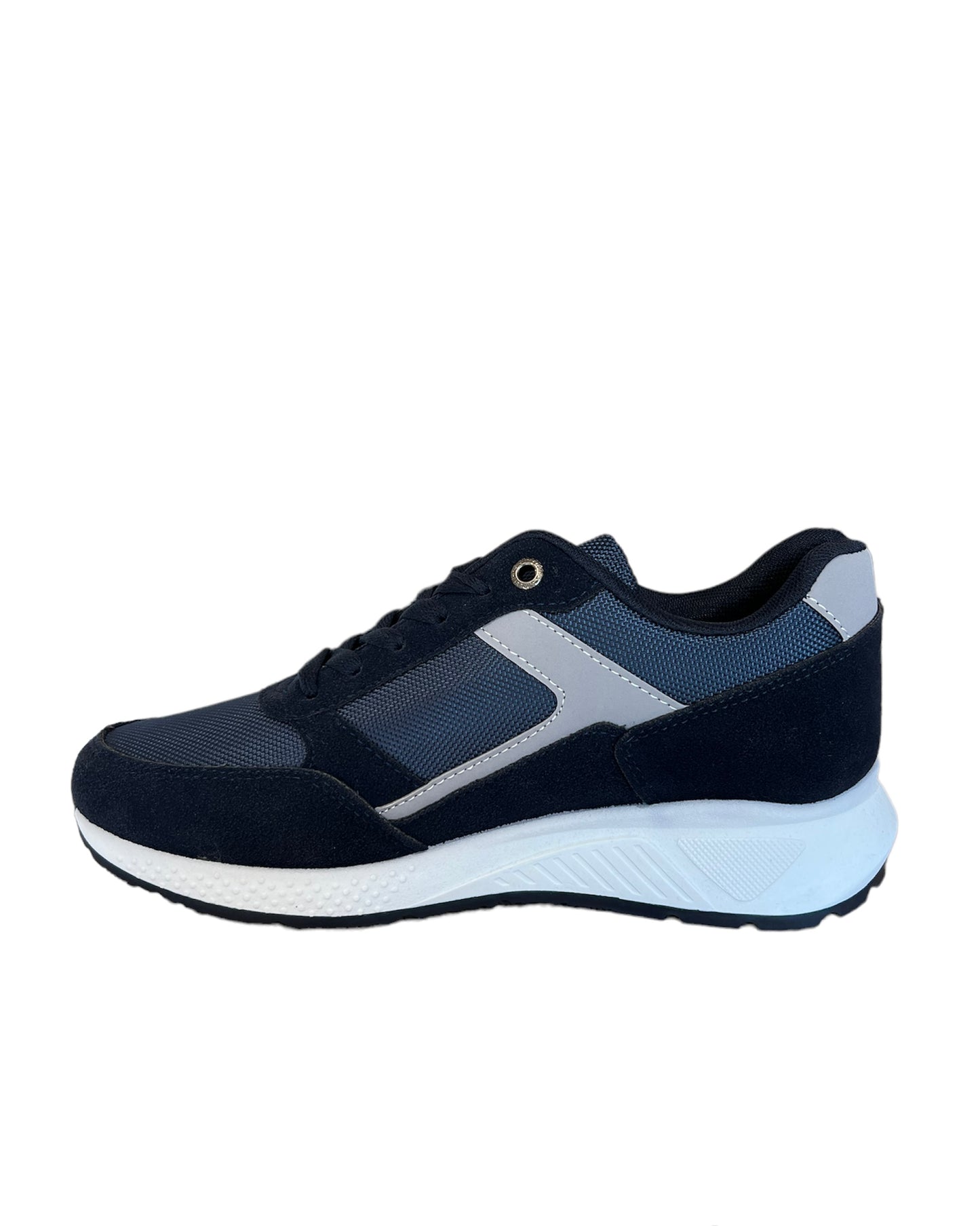 sneakers riporto bianco e rosso in tessuto blu