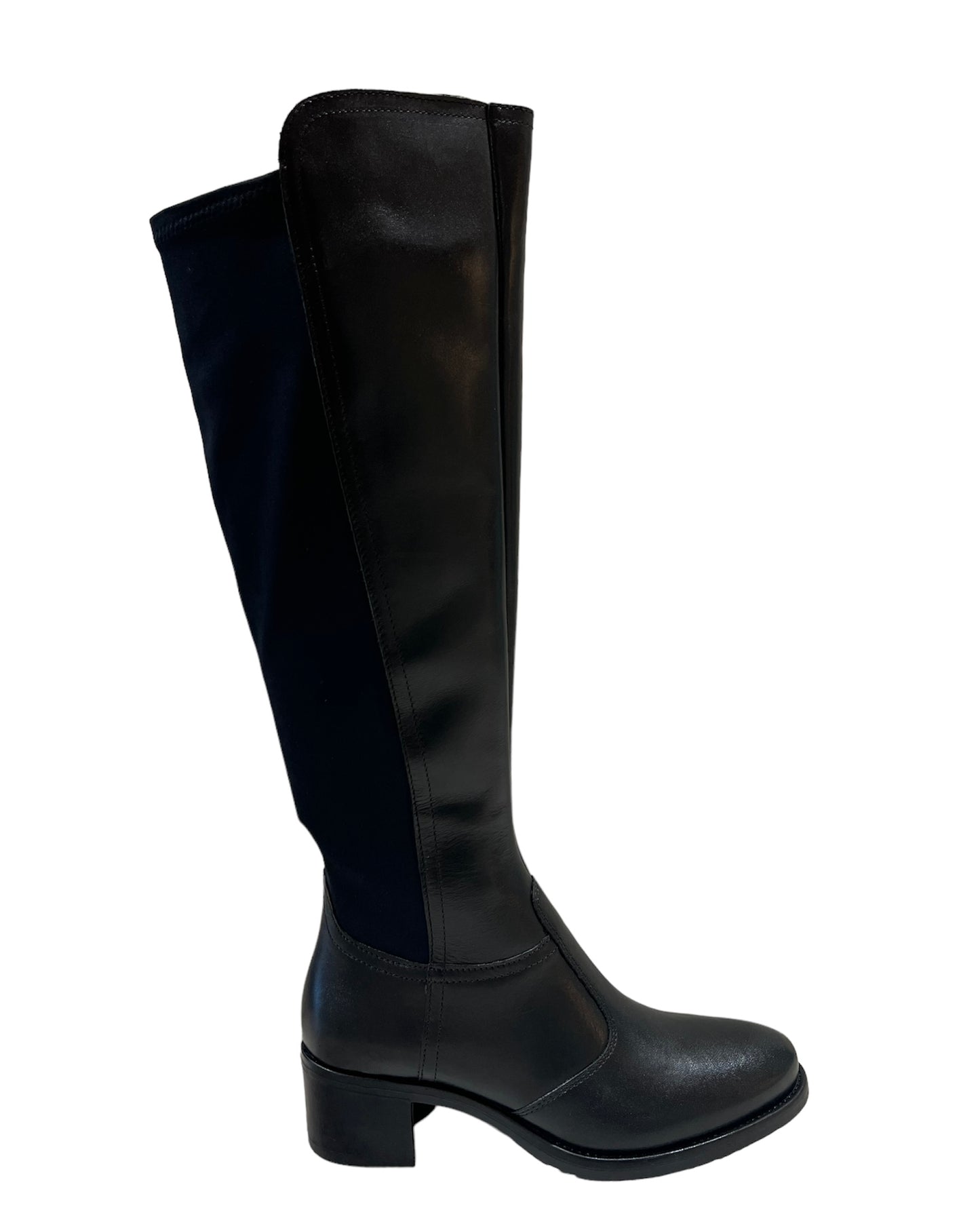 Stivale in pelle nero e lycra - IS22925