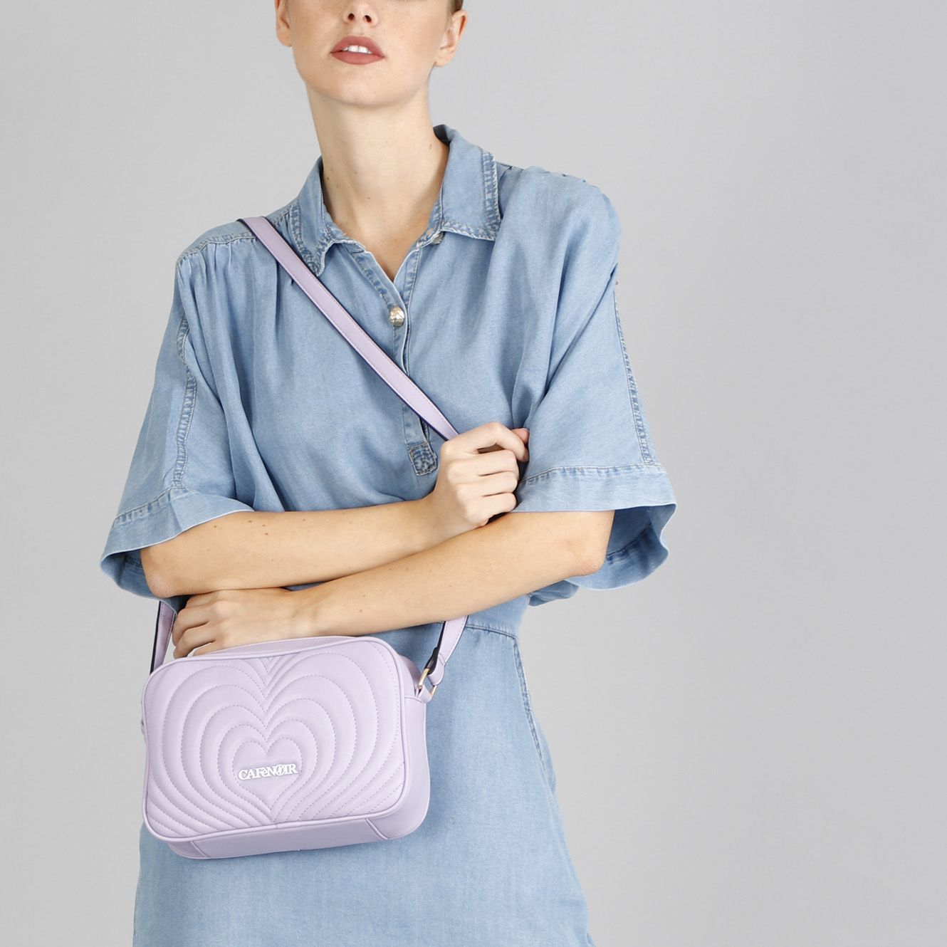 Borsa in eco-pelle a cuori glicine -IA0403G