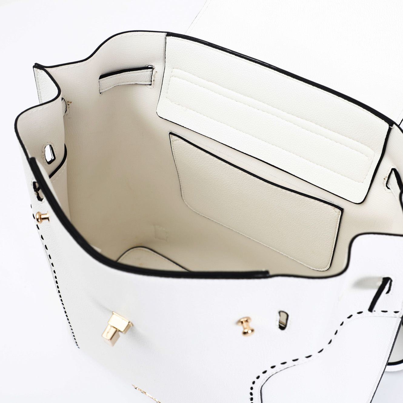 Zaino sfoderato con impuntura a contrasto bianco -WP0403B