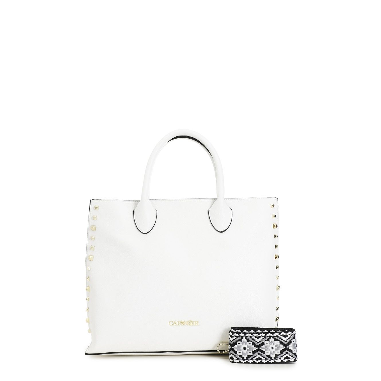 Borsa a mano con manico tubolare e borchie sfaccettate -YE0401B