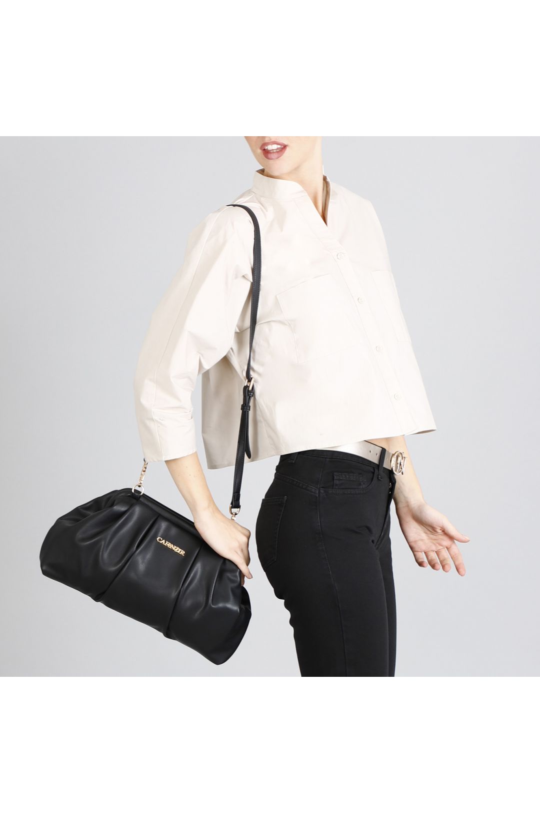 Pochette morbida con tracolla e chiusura a scatto -ZA0403N