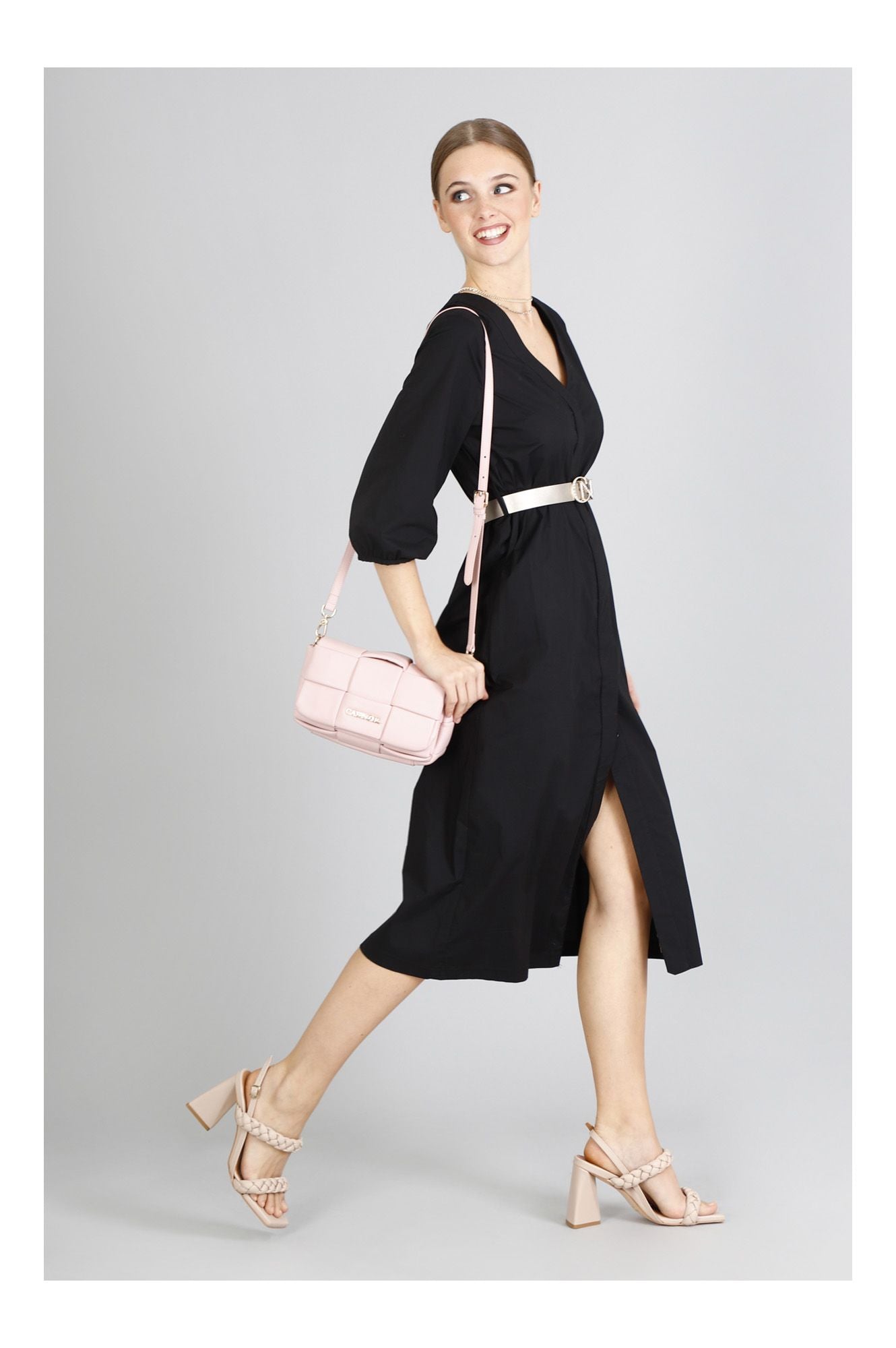 Pochette con intreccio imbottito cipria - ZB0403C