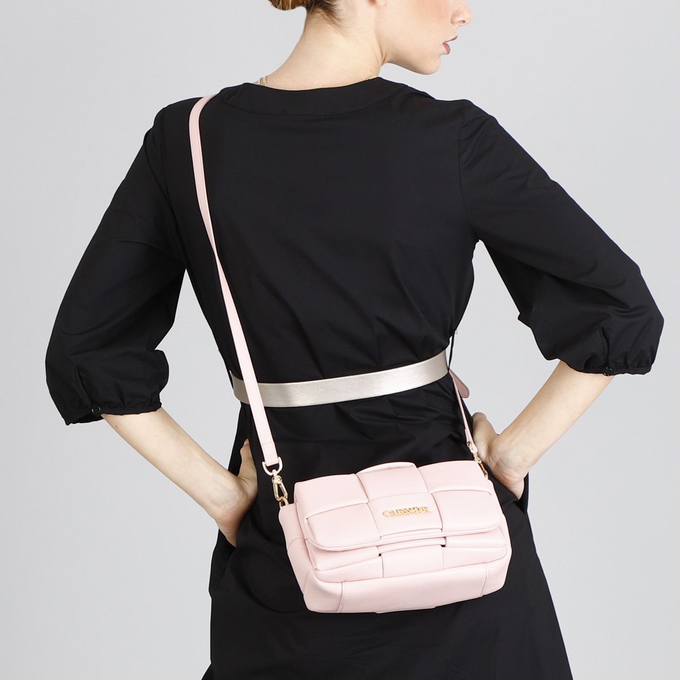 Pochette con intreccio imbottito cipria - ZB0403C