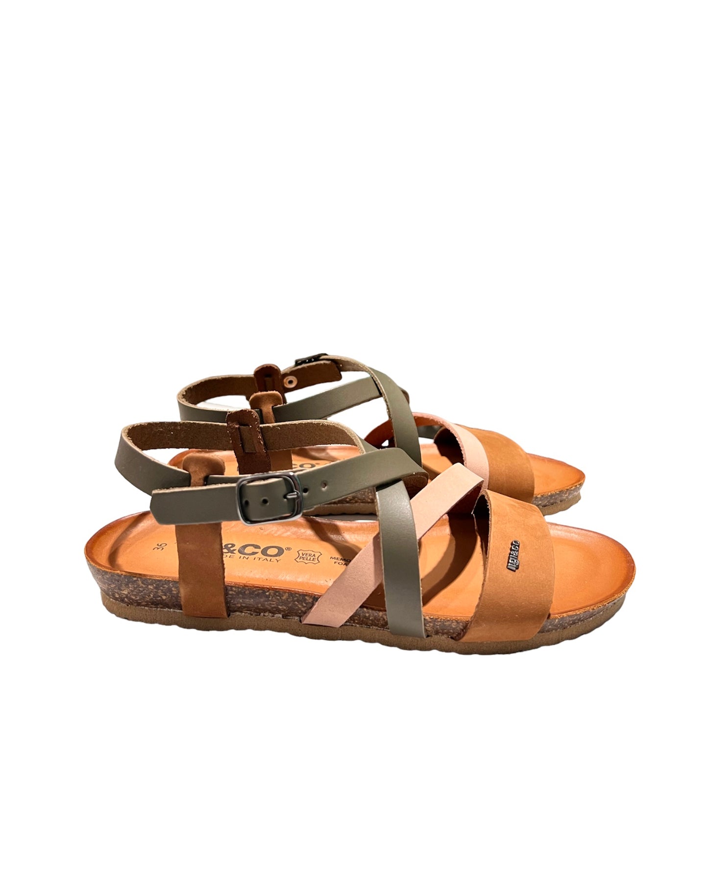 Sandali in pelle con listini e suola in sughero - perfetti per l'estate! -3694122