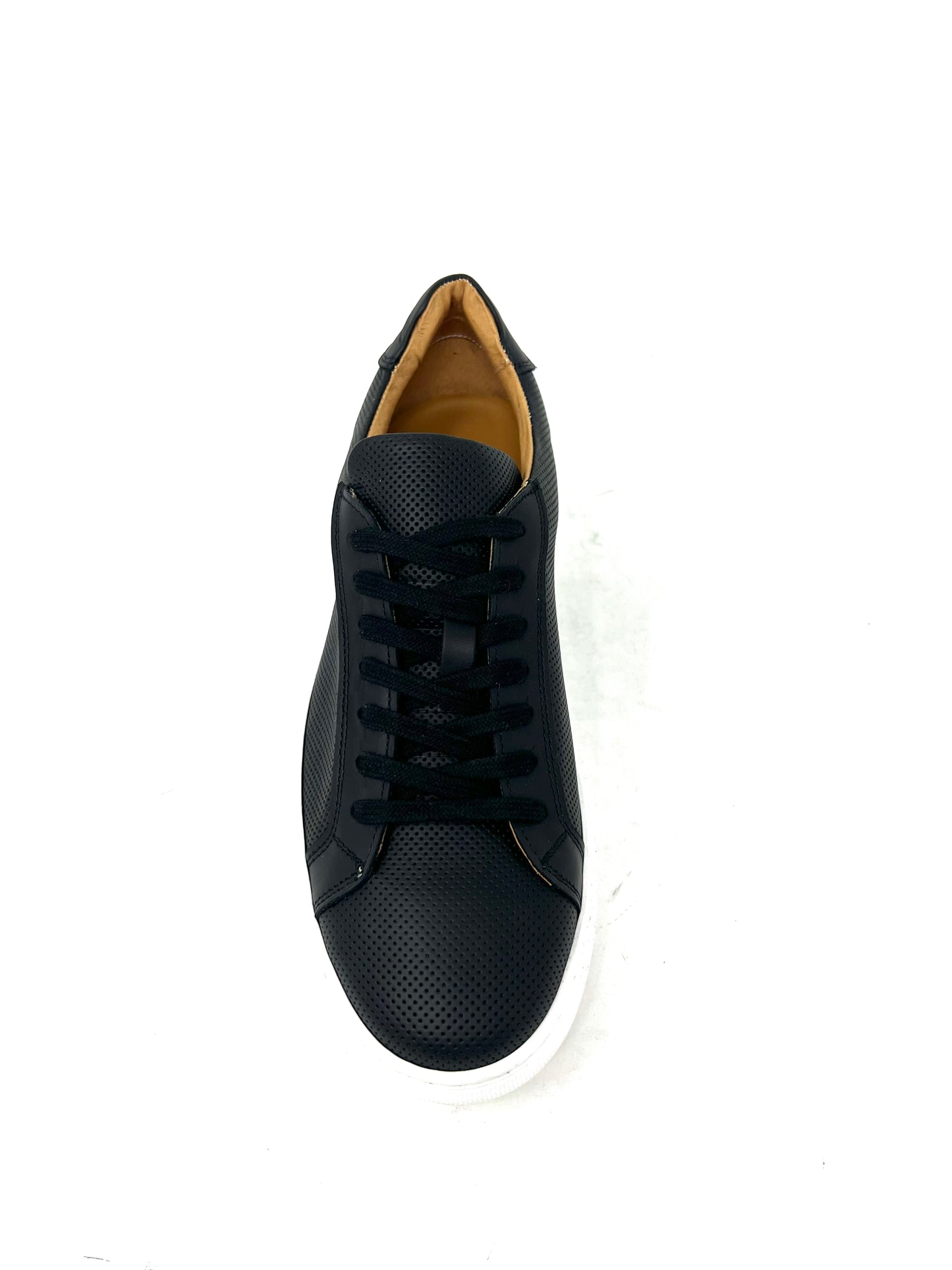 Sneakers microforata uomo in pelle nera -1213BNE