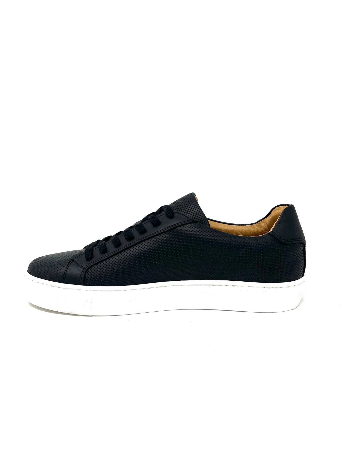 Sneakers microforata uomo in pelle nera -1213BNE
