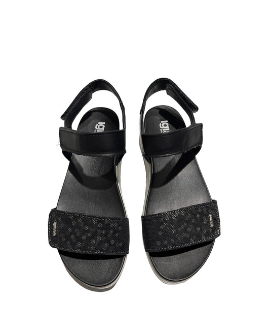 Sandalo platform sindy con strappo nappa nero - 3677333