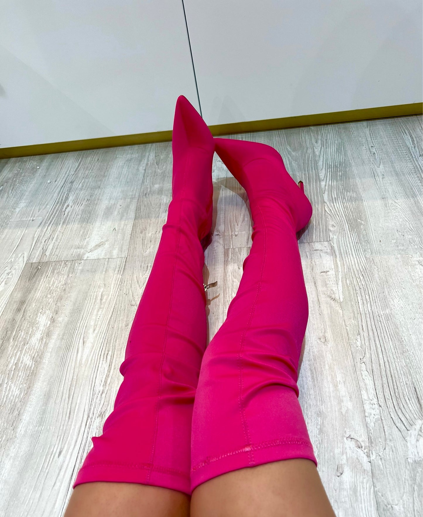 Stivale in lycra con tacco alto fucsia K6079NE