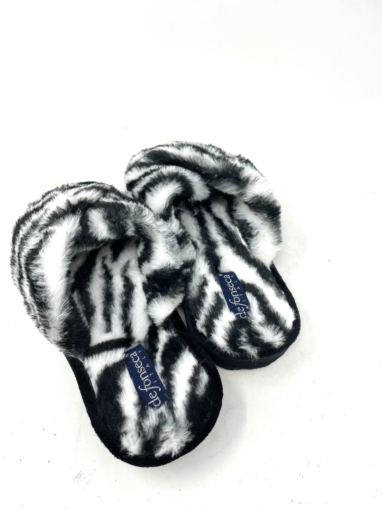 Ciabattine pelose zebrate -W844BI