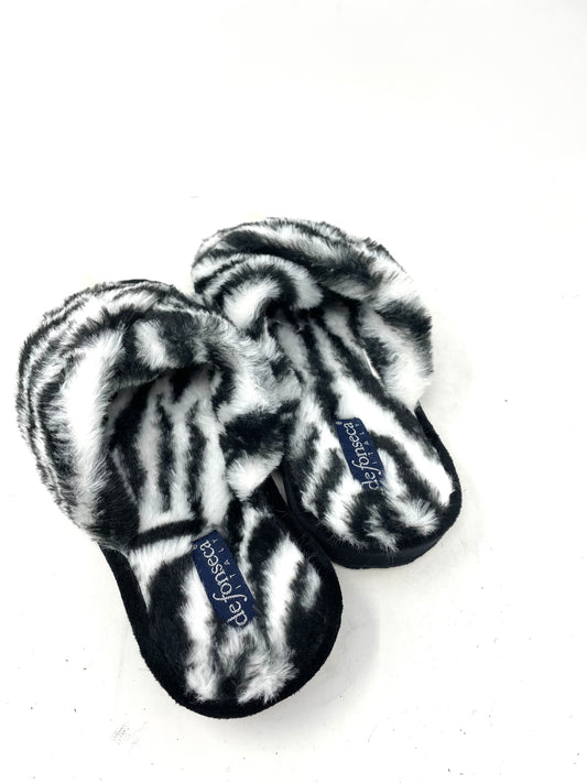 Ciabattine pelose zebrate -W844BI