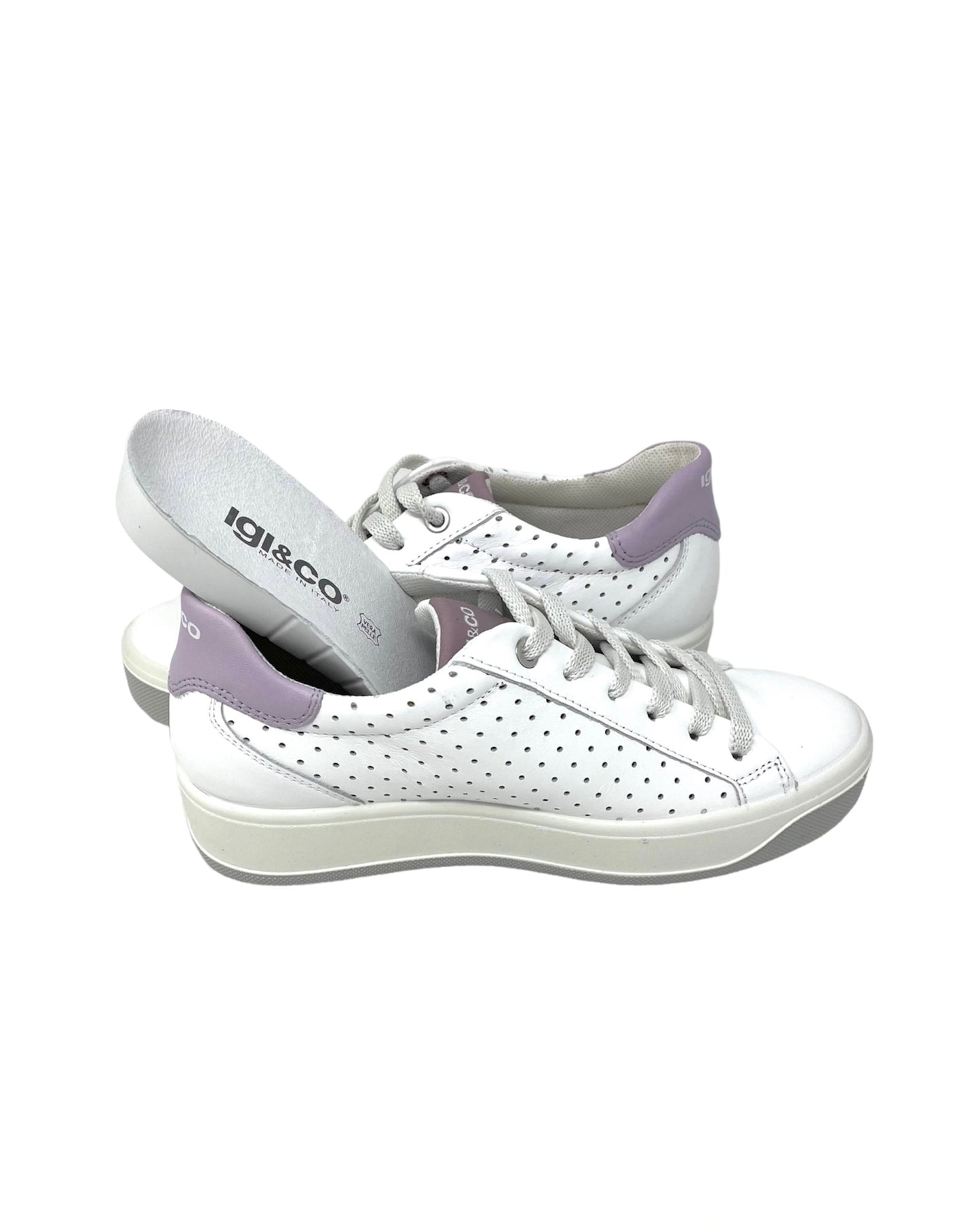 Sneakers Ava fondo traforato nappa bianco viola -3657022