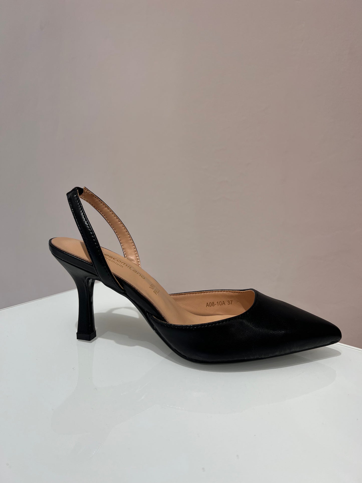 Slingback in pelle nero -Francescomilano -A0810AN