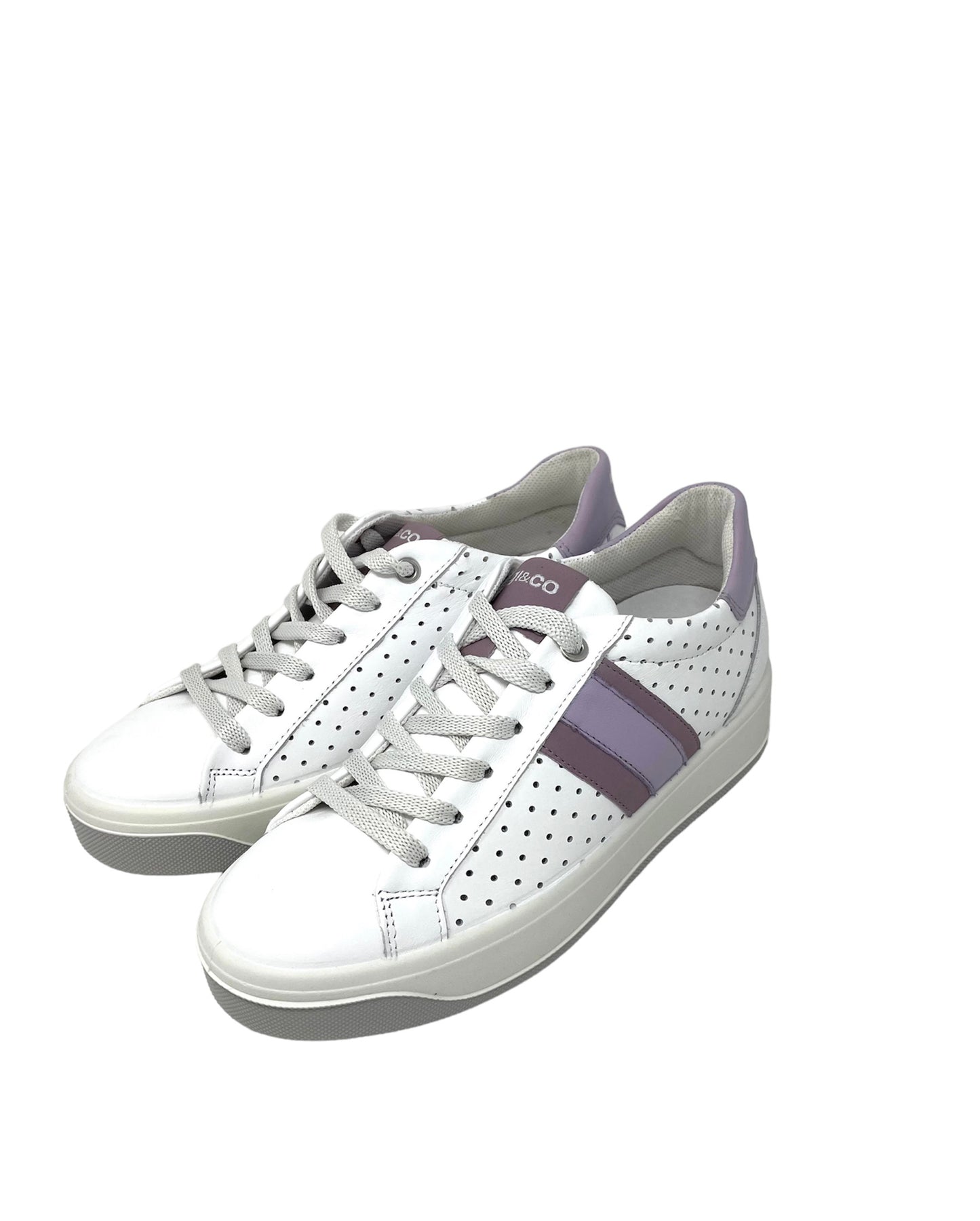 Sneakers Ava fondo traforato nappa bianco viola -3657022