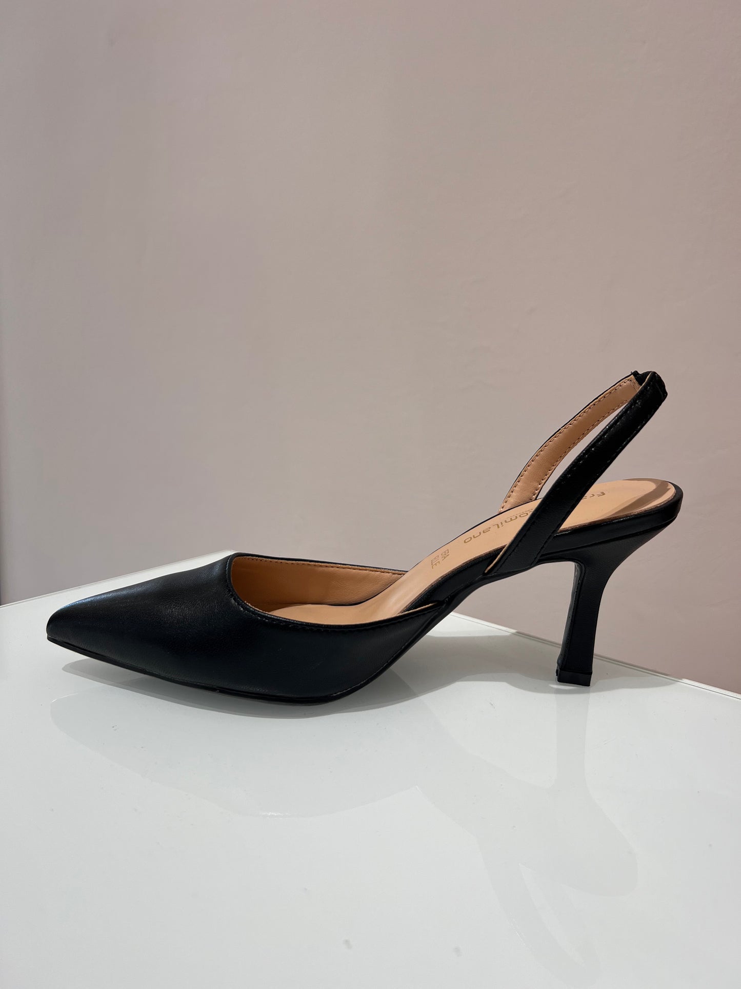 Slingback in pelle nero -Francescomilano -A0810AN