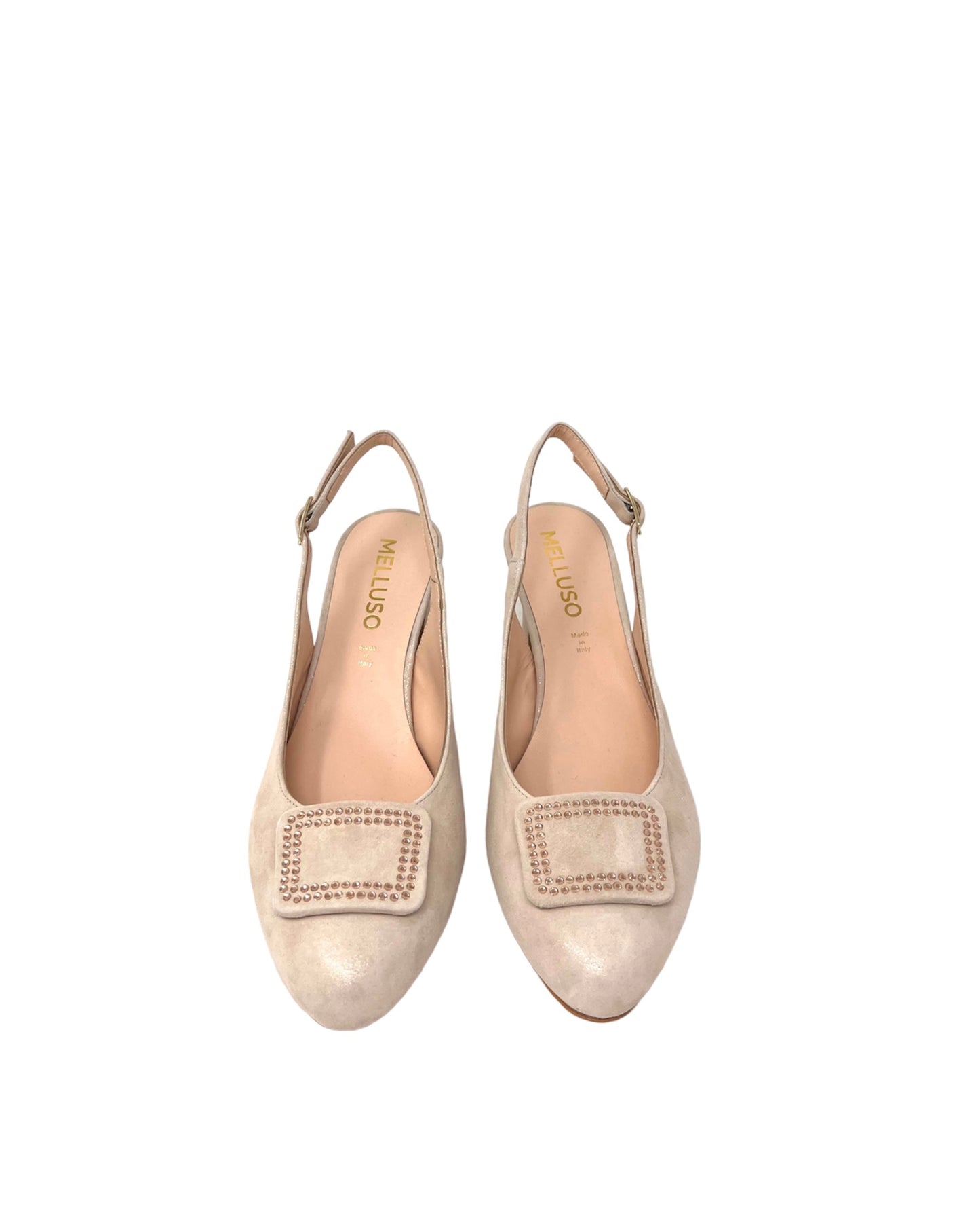 Slingback in camoscio champagne con accessorio Melluso X519