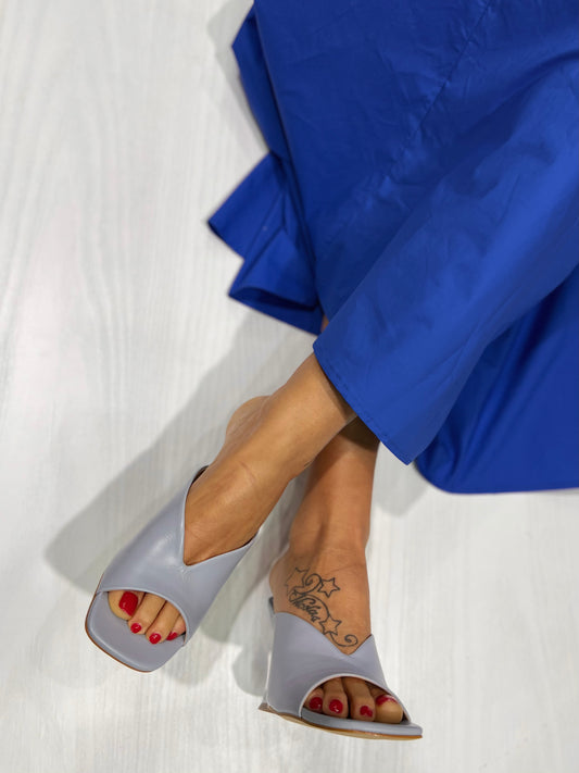 Mule tacco design vitello ghiaccio - 1800C37